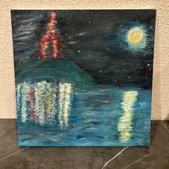 絵画　一点物　原画　「ヨーロッパの夜の海 beautiful night view in Paris」の画像