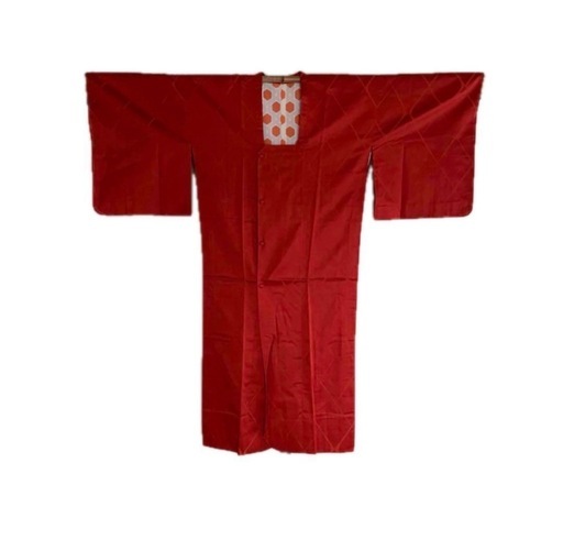 新品未使用 長羽織 ロング丈 赤 無地 仕立て糸付き 和装 コート