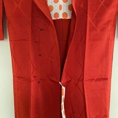 新品未使用 長羽織 ロング丈 赤 無地 仕立て糸付き 和装 コートの画像