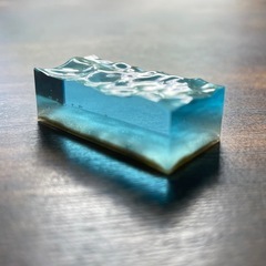 海のかけら 海オブジェ レジンアート オーシャンアート　エポキシレジン 天然サンゴ　珊瑚　海　ビーチ　南国　Lサイズ　ギフトの画像