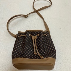 美品　巾着型ショルダーバッグ　ベージュまたはブラウン(画像2枚目)の画像