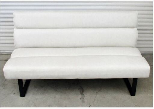 リビングダイニングソファ　2人掛け　ラブソファ　スクエア脚　インテリア　合皮　2Pソファ　長椅子　ホワイト　2シーター　引取り歓迎