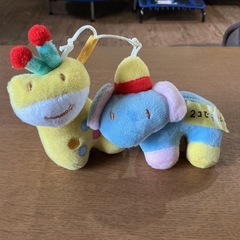 赤ちゃん用👶 おもちゃ おでかけチャイムぞうさん🐘 キリン🦒 知育玩具 西松屋 新生児 スマイルーメリーDX 美品✨ セット　黄色 水色 ピンク 赤の画像