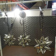 ② 星形 ペンダントライト 照明 つりさげ照明 1灯 3個セット インテリア照明 オブジェ 店舗什器 簡易点灯確認済 札幌市 新道東店の画像