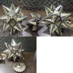 ② 星形 ペンダントライト 照明 つりさげ照明 1灯 3個セット インテリア照明 オブジェ 店舗什器 簡易点灯確認済 札幌市 新道東店の画像