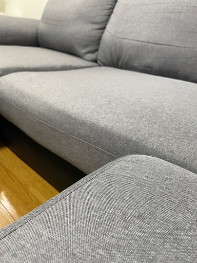 ソファー　三人掛け　オットマン2個　クッション3個付き　グレー　大きい　おしゃれ