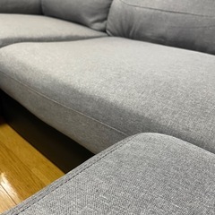 ソファー　三人掛け　オットマン2個　クッション3個付き　グレー　大きい　おしゃれの画像