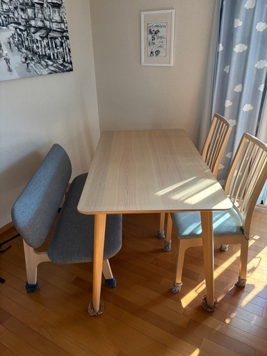 【美品】IKEA ダイニング4点セット LISABO テーブル+チェア2脚+ベンチ