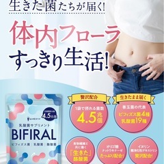 ビフィラル 乳酸菌 ビフィズス菌 酪酸菌 サプリ 4.5兆個 30日分 国内製造 菌活 オリゴ糖 イヌリン ナットウキナーゼ の画像
