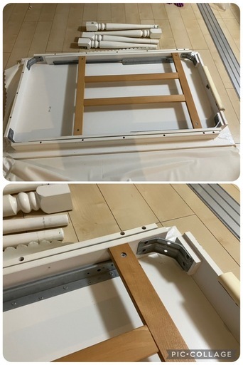 【中古】イケア　インガートルプ　伸長式テーブル, ホワイト　要組立　イス2脚付  イケア【I I074】