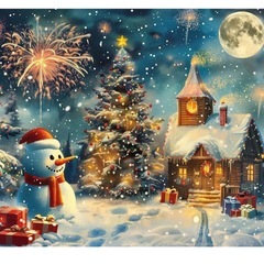 （取引中）新品未使用　ジグソーパズル 1000P クリスマス 雪だるま 花火 贈り物 誕生日 記念日の画像