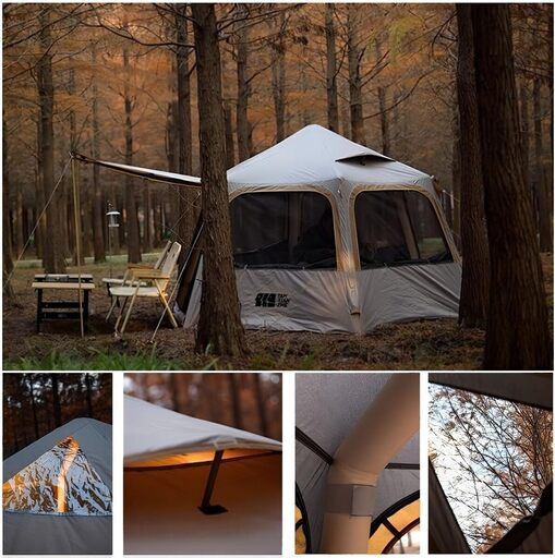 エアフレームテント エアー テント インフレータブル キャノピー タープ 3人用 270x230x165cm 防水 ドームタイプ アウトドア キャンプ ピクニック ファミリー 大人用 子供用 簡単組立 手動空気入れ付き カーキ エアフレームテント エアー テント インフレータブル キャノピー