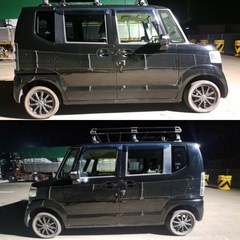 売却済 低燃費 CVT 人気のブラック 4WD NBOX 高年式26年 スライドドア の画像