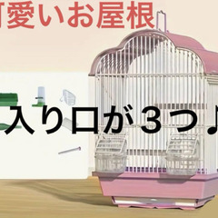 ピンクのお屋根がとっても可愛い鳥籠　バードパレスの画像