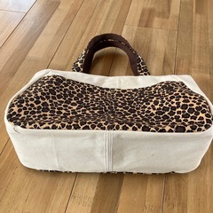 【ハンドメイド】トートバッグ ヒョウ柄×生成り0909新品未使用の画像