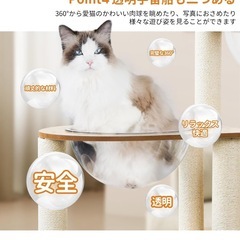 キャットタワー 6階建てのタワー 透明のスペースカプセル 大きくてスリムデザインの画像