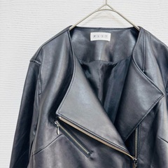美品✨PLST プラステ エコレザーライダースジャケット M 黒の画像