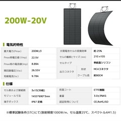 LVYUAN単結晶 ETFE 柔性 据置型 200W フレキシブルソーラーパネル 太陽光パネルの画像