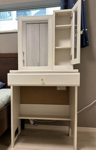 ホワイトドレッサー 鏡台 ニトリ 引出し