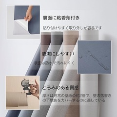 壁紙シール おしゃれ 織物調 のり付き10m*60cm ネイビーブルー DIYの画像