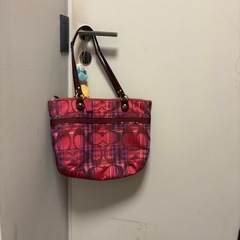 COACH コーチ トートバッグ シグネチャー柄 ピンク の画像