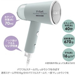【新品】T-fal ティファール　衣類スチーマー　コンパクト　 DT1034J0の画像