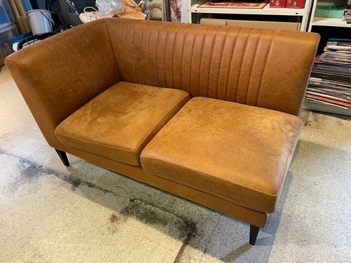 ソファ　2人掛ソファ　レザー風　アンティーク調