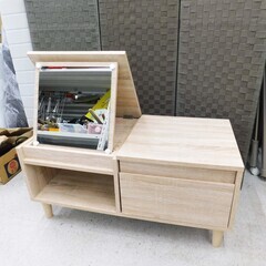 【恵庭】テーブルドレッサー　ロータイプ　鏡台　収納テーブル　デン...