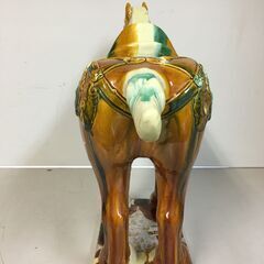 A3009　馬　置物　高さ42㎝　唐三彩　陶器　中国美術　工芸品　オブジェ　インテリア　飾りの画像
