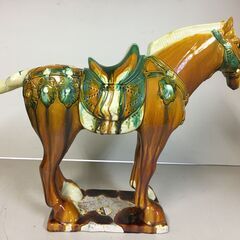 A3009　馬　置物　高さ42㎝　唐三彩　陶器　中国美術　工芸品　オブジェ　インテリア　飾りの画像