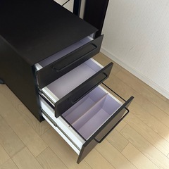 デスク＆キャスター付3段チェスト収納の画像