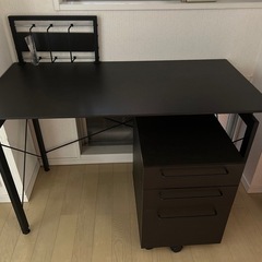 デスク＆キャスター付3段チェスト収納の画像