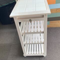 店頭引き渡し 中古 キッチンワゴン ホワイトウッド キャスター付き キッチン 家具の画像