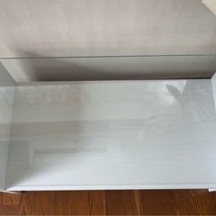 センターローテーブル ガラステーブル ガラス天板 収納 ホワイト 白の画像