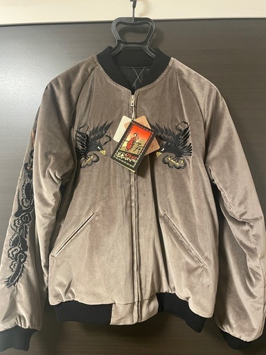 テーラー東洋 スカジャン BLACK EAGLE×JAPAN MAP リバーシブル 別珍ブラック×グレー L  新品未使用品