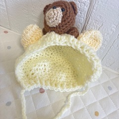 🧶 手編みのくまさん帽子 🧶の画像