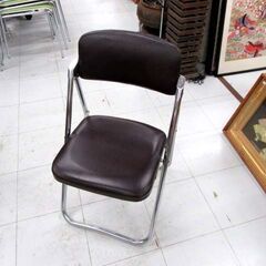 複数在庫 FUJISET パイプ椅子 折りたたみ ブラウン系 イス いす チェア 苫小牧西店の画像