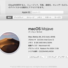 iMac（Retina 4K,21.5インチ,2019）HDD1TB/8GB〈MRT32J/A〉⑤の画像