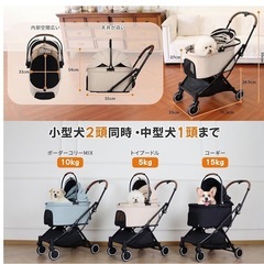 新品未使用✨️ペットカート 犬 バギー 小型犬 中型犬 多頭 ペットバギー コンパクト 軽量 通気窓 組み立て簡単 耐荷重20KG 収納の画像