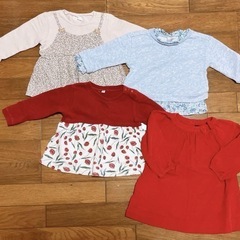 80 　ベビー服　チュニック　カーディガン　ズボン　ロンT 女の子　冬物14点　まとめ売り　の画像