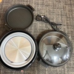 YAMAZEN 山善 グリル鍋 2枚組 YGB-W130 ブラックの画像