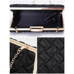 クラッチバッグ 結婚式ブレイドサテン スクエア クラッチ バッグパーティブラックの画像