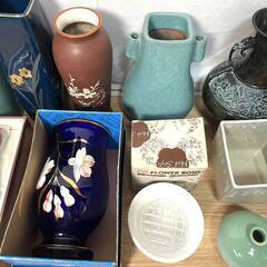 【M870】花瓶/花入/花器/陶器/ガラス/一輪挿し/フラワーボウル/いろいろ/まとめ売り/15点/花生け/生け花/華道具の画像