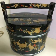 A4557　蒔絵手桶水指　水差し　水器　茶道具　漆芸　木箱　アンティーク　レトロ　現状品の画像