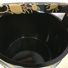 A4557　蒔絵手桶水指　水差し　水器　茶道具　漆芸　木箱　アンティーク　レトロ　現状品の画像