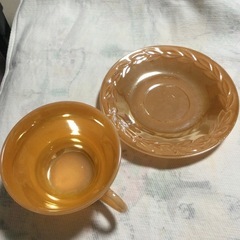 ◆カップ＆ソーサー◆FireKing ピーチラスターの画像
