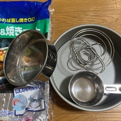 ケーキ型丸型　粉ふるい　計量カップ　コーヒードリッパー　アルミはく製蒸し焼きプレートの画像