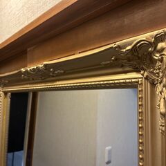 全身鏡 アンティーク調 ミラー 170cm×80cm 大型 ヴィンテージ調 ゴールド 姿見の画像