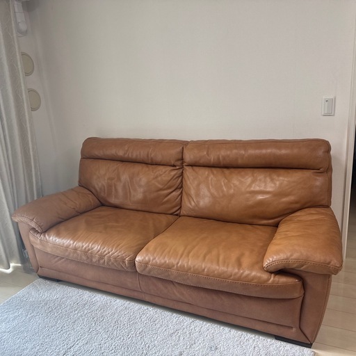 ブラウンレザー 3人掛けソファ