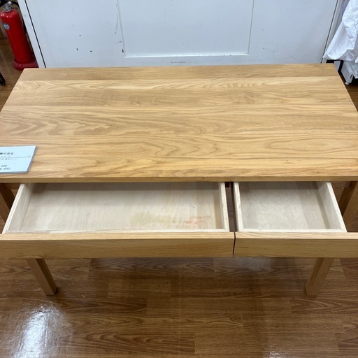 無印良品　ワークデスク　引き出し付き キズ、ハガレ有り　無垢材　【トレファク　川越店】